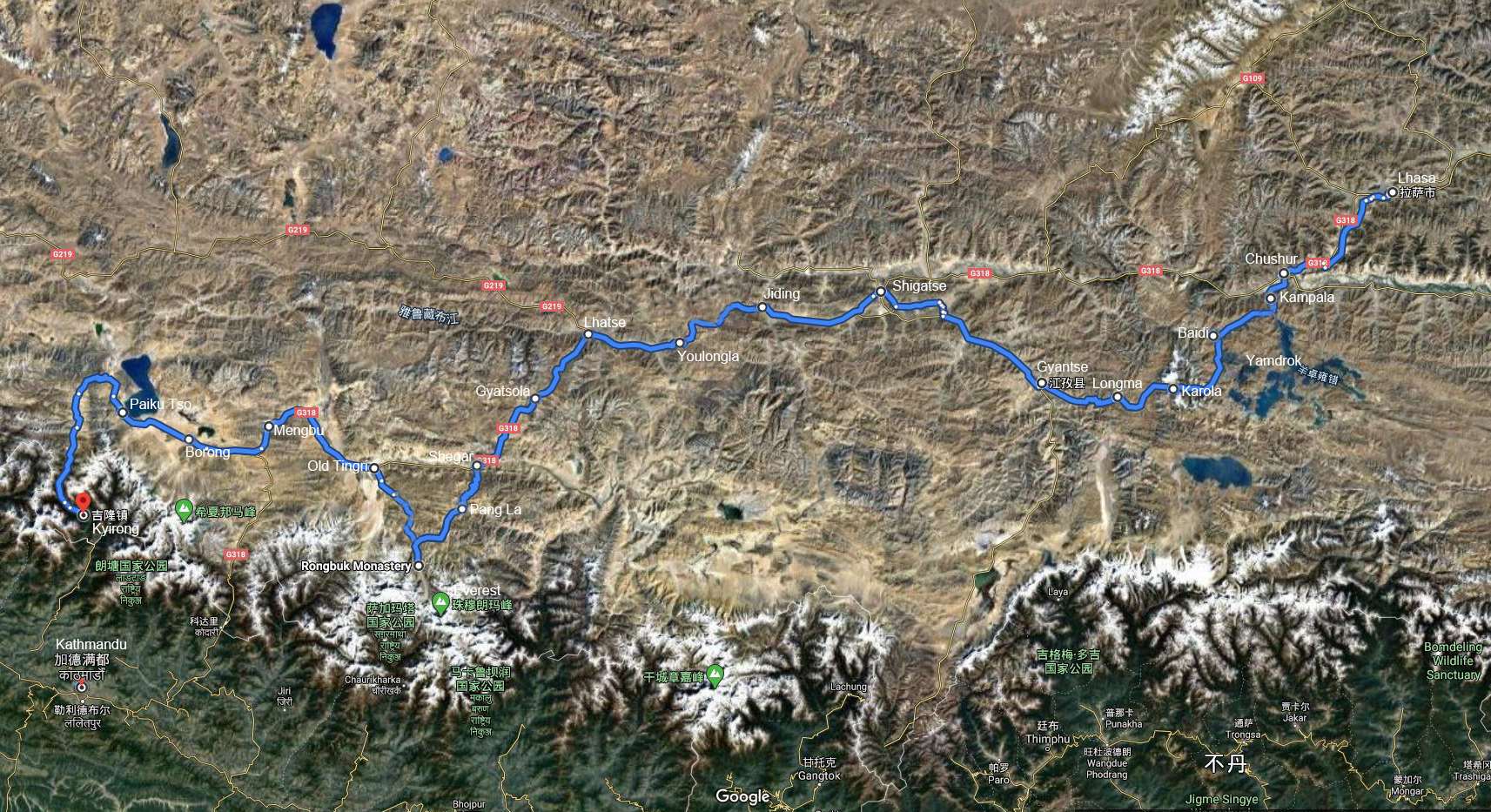 Viaggio in Bicicletta da Lhasa via Everest BC a Kathmandu