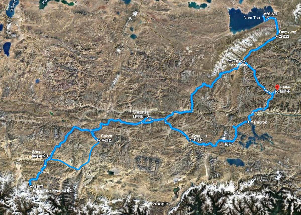 Viaggio in Moto a Noleggio del Tibet all'Everest e al Lago Namtso