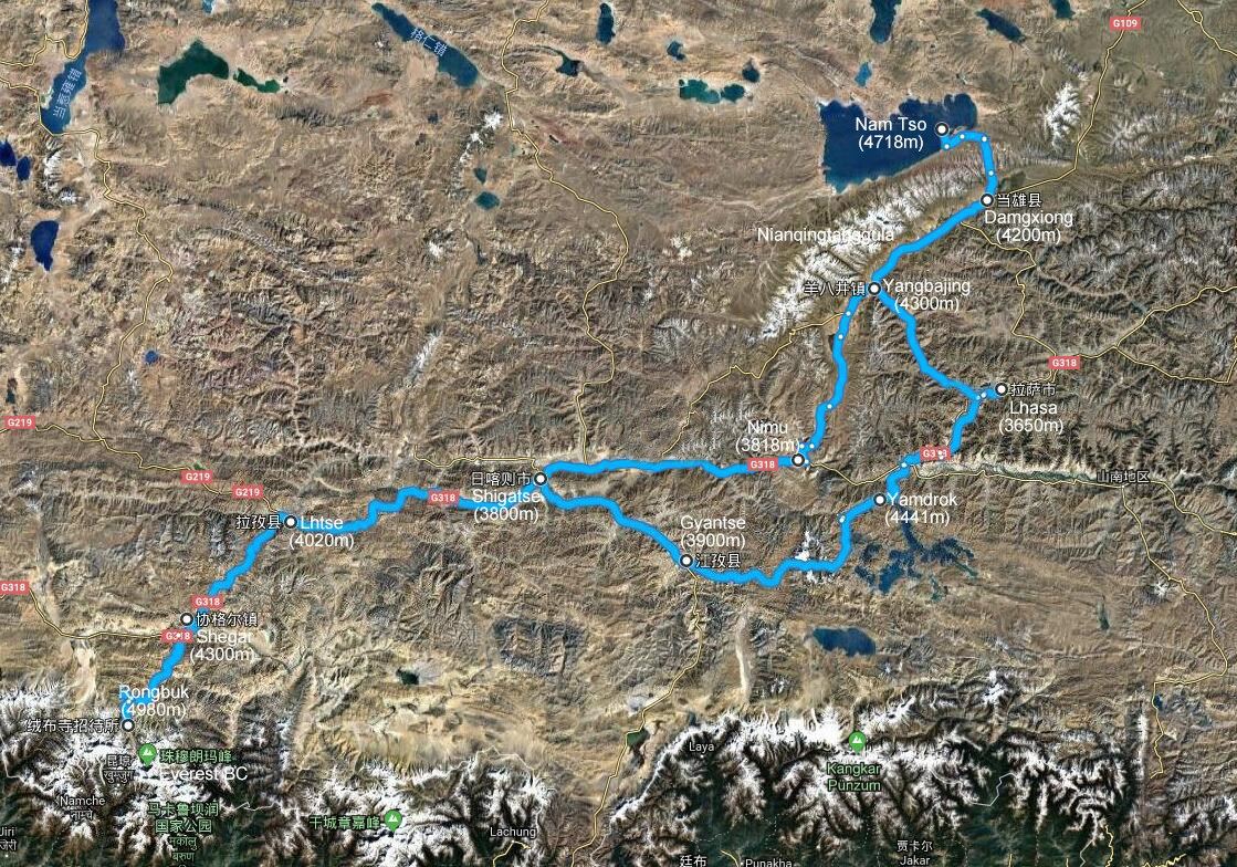 Viaggio in Moto a Noleggio del Tibet all'Everest e al Lago Namtso