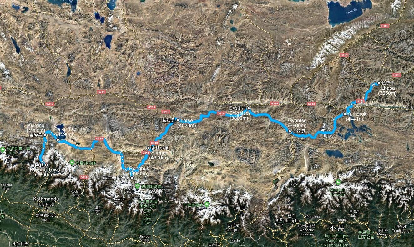 Viaggio in Moto a Noleggio da Lhasa via Everest a Kathmandu