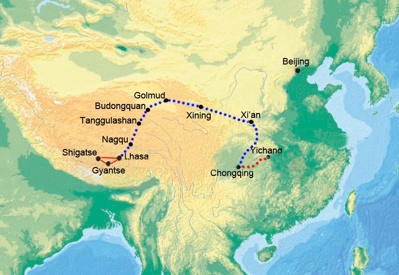 Viaggio in Treno del Tibet da Lhasa a Chongqing con Crociera sullo Yangtze