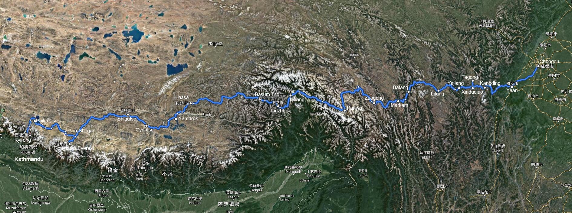 Viaggio in auto a noleggio dal Sichuan attraverso il Tibet al Nepal con l'Everest BC