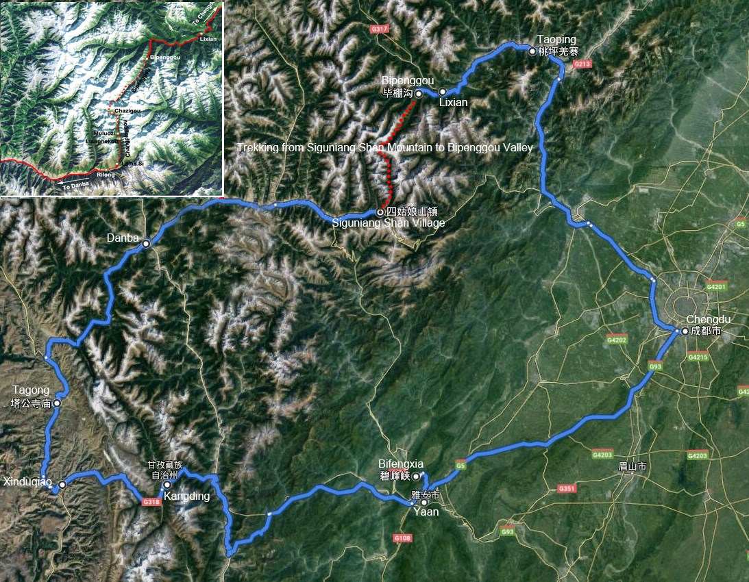 Escursionismo da Siguniang Shan a Bipenggou Valley
